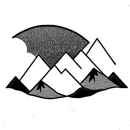 mountains and flowers with sunny landscape  tattoo design idea