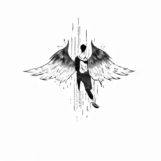 Male fallen angel tattoo design idea
