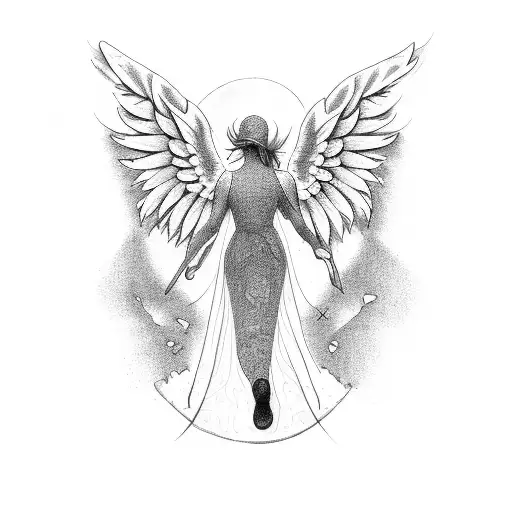 Falling angel tattoo design idea