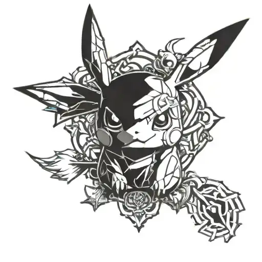 gothic pikachu pokemon tattoo design idea