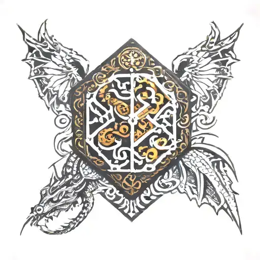 DnD 20 dice and dragon wrapped tattoo design idea