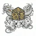 DnD 20 dice and dragon wrapped tattoo design idea