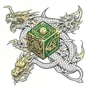 DnD 20 dice and dragon wrapped tattoo design idea