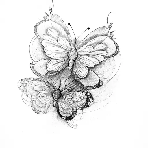butterflies orchids peacock feathers tattoo design idea