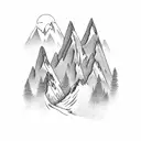 alluring mountains in the distance, shrouded in mystery tattoo design idea