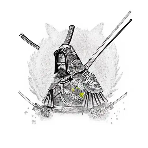 Japanese samurai warrior with 999 number tattoo design idea