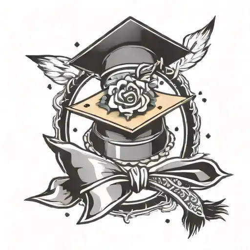 graduation cap surrounded being thrown nd tattoo design idea
