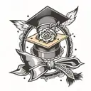 graduation cap surrounded being thrown nd tattoo design idea