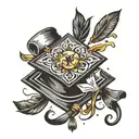 graduation cap surrounded being thrown nd tattoo design idea