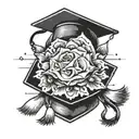 graduation cap surrounded being thrown nd tattoo design idea