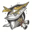 graduation cap surrounded being thrown nd tattoo design idea