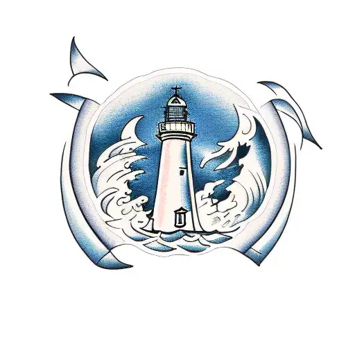 old school lighthouse  tattoo design idea