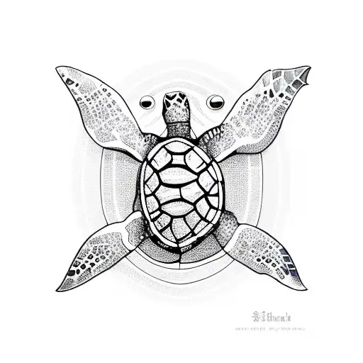 sea turtle in ocean tattoo design idea