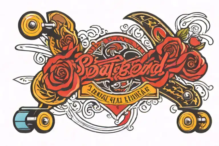 skateboard banner tattoo design idea