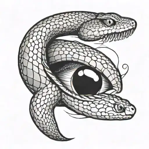 a snake's eye the dilated slit in the center of the serpentine circle flowing into scales that surrounds the eye tattoo design idea