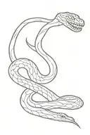 snake eye tattoo with the thin snake wrapping with the cobra's extended  beneath it tattoo design idea