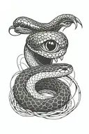 snake eye tattoo with the thin snake wrapping around it a hood that looked like a cobra's extended outwards just beneath tattoo design idea