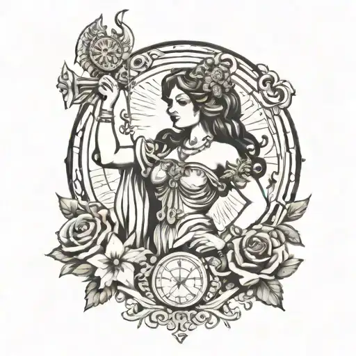 The goddess Themis is blind harsh and cruel summer tattoo design idea