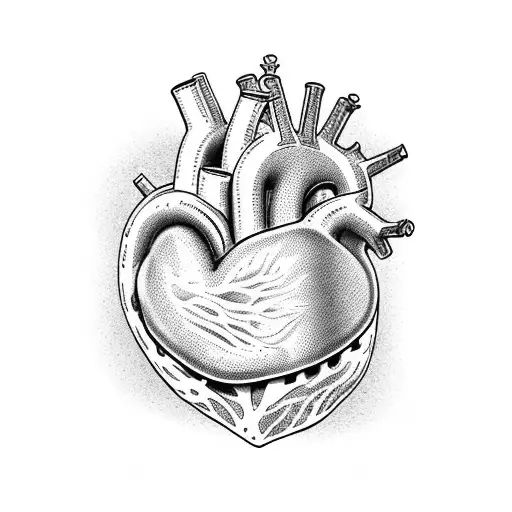 anatomic heart with toxic foxglove flower (digitalis purpurea l) growing out aorta tattoo design idea