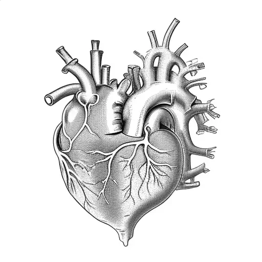 anatomic heart with toxic foxglove (digitalis purpurea l) growing out aorta tattoo design idea