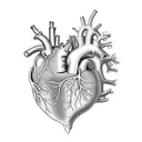 anatomic heart with toxic foxglove (digitalis purpurea l) growing out aorta tattoo design idea