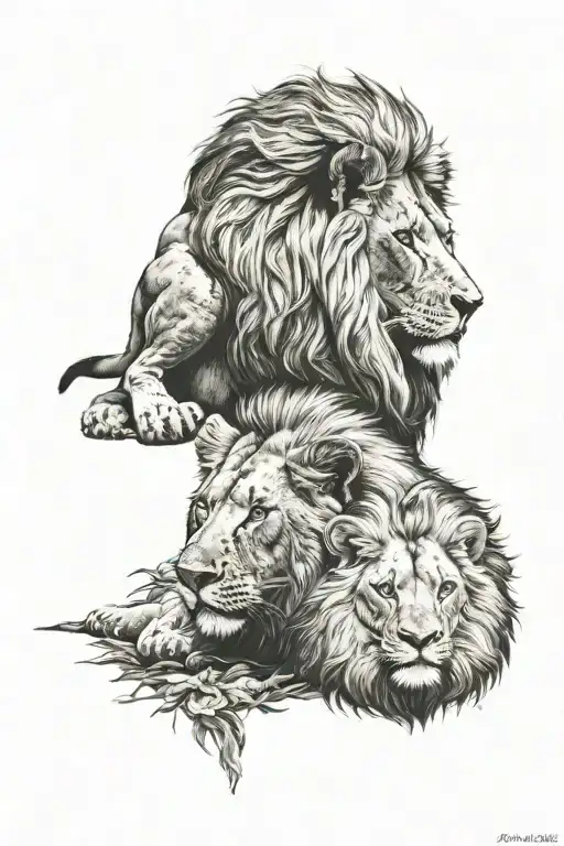 lion and lamb tattoo design idea