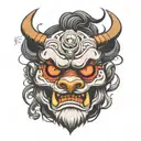 Japanese aesthetic oni mask panda tattoo design idea