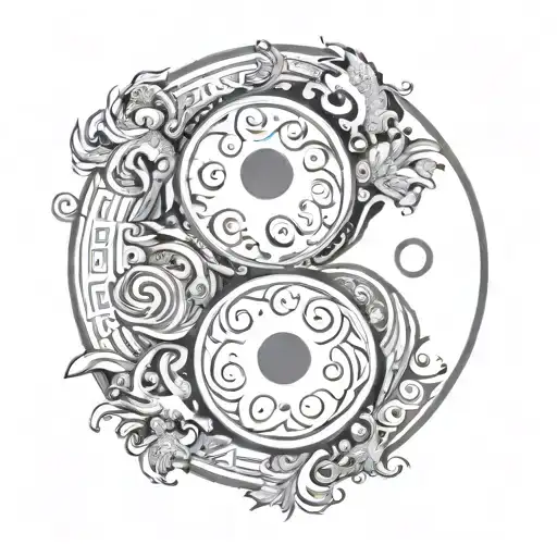 Ying and yang symbol. Ying as the moon and yang as the sun. Put the name Auriana in the ying and Adonis and the yang. tattoo design idea