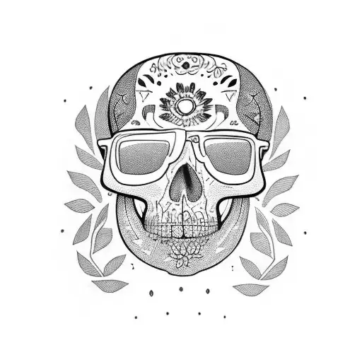 Calavera hipster tattoo design idea