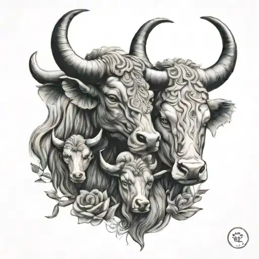taurus and virgo zodiac sign tattoo design idea