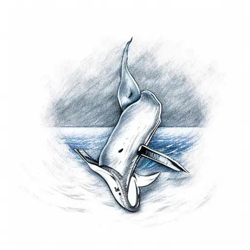 blue whale with mechanical fin tattoo design idea