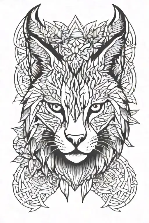 Lynx with laurel wreaths tattoo design idea