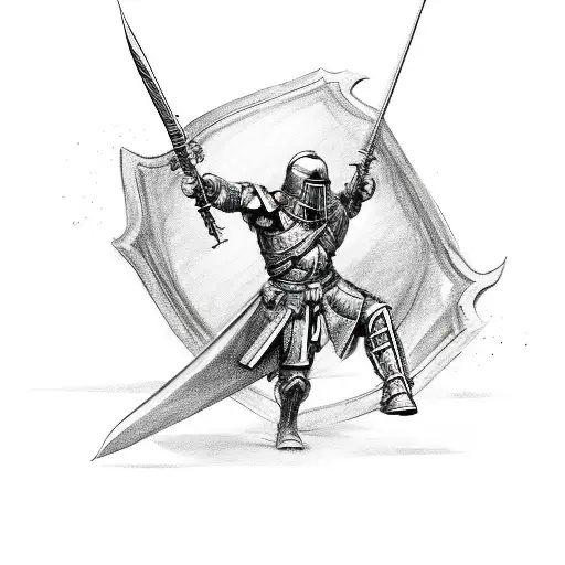 Soldier of God writing with sword, wings, and spartan soldier tattoo design idea