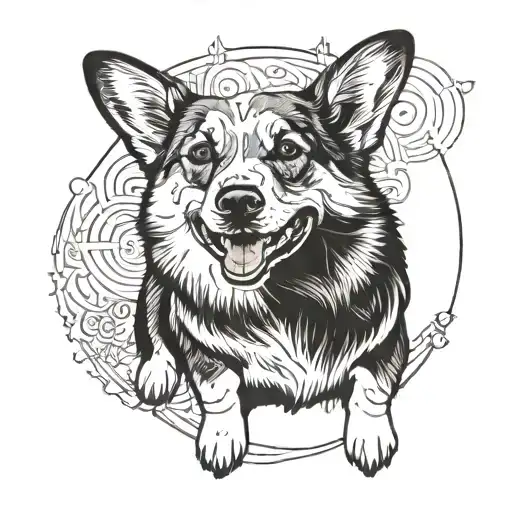 Corgi and the numbers 26 07 24 tattoo design idea
