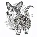 Corgi and the numbers 26 07 24 tattoo design idea