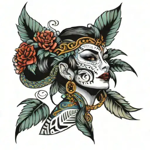 beautiful danver woman posing tattoo design idea