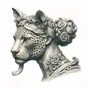 ancient greek city woman sculpture  with her jaguar  inspired tattoo tattoo design idea