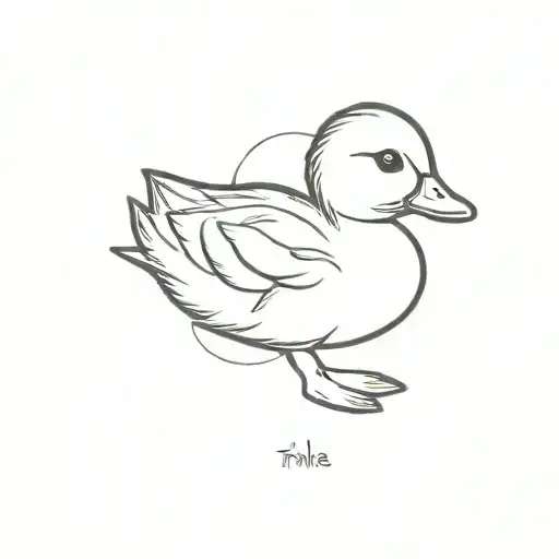 Baby duck sitting tattoo design idea