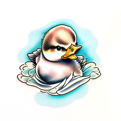Cute duck tattoo on the knee - Tattoogrid.net