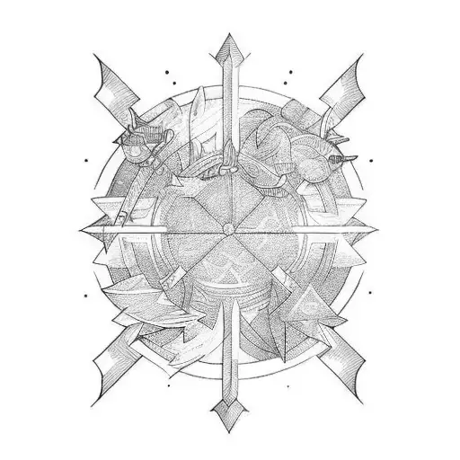  picies arrow neptune  line  mistic  tattoo design idea