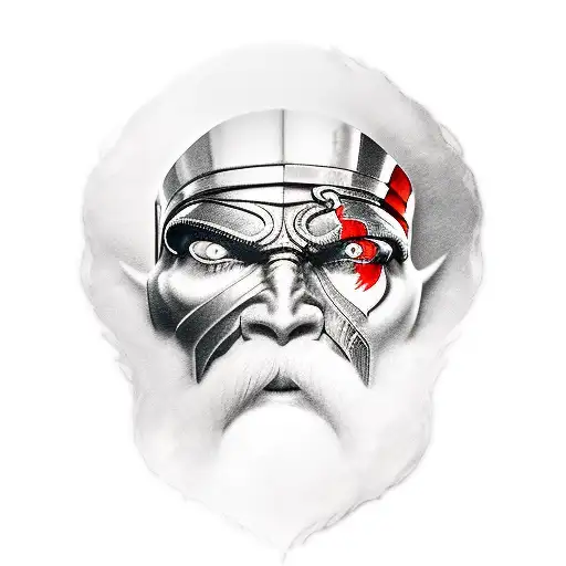 Ares god of war stone face only tattoo design idea