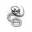 Snake goth skull tattoo design idea