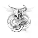 Snake goth skull tattoo design idea