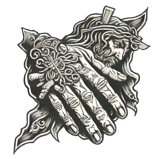 jesus hands praying hands tattoo design idea