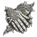 jesus hands praying hands tattoo design idea