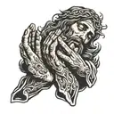 jesus hands praying hands tattoo design idea