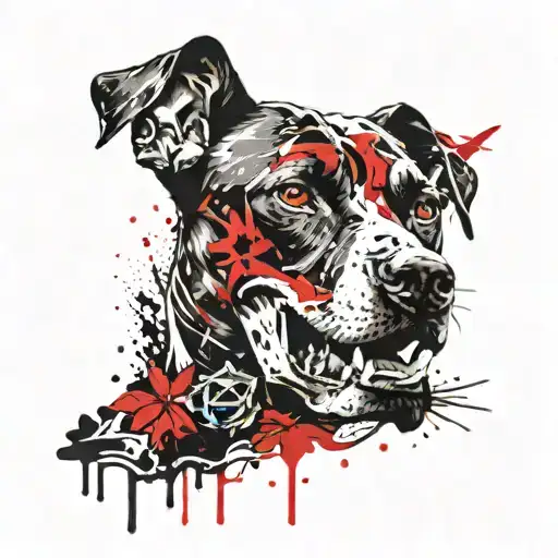 skull and doberman dog tattoo design idea