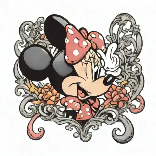Minnie mouse head balloon  tattoo design idea
