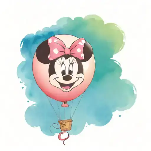 Minnie mouse head balloon  tattoo design idea