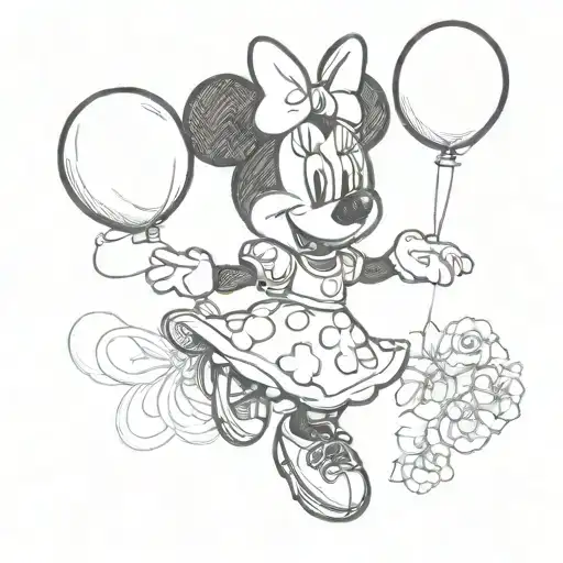Minnie mouse balloon  tattoo design idea